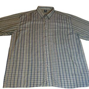 Men's Plaid Button-Down Shirt in Blue and Tan - Classic Casual